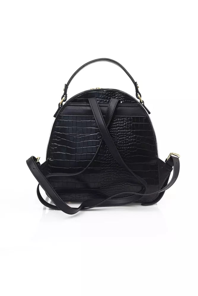 Chic Black Backpack with Golden Accents