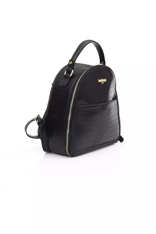 Chic Black Backpack with Golden Accents