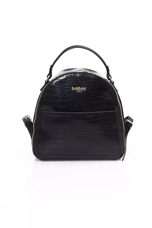 Chic Black Backpack with Golden Accents