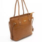 Chic Golden Detail Brown Shoulder Bag