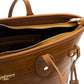 Chic Golden Detail Brown Shoulder Bag