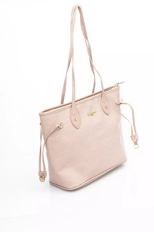 Elegant Pink Shoulder Bag with Golden Accents