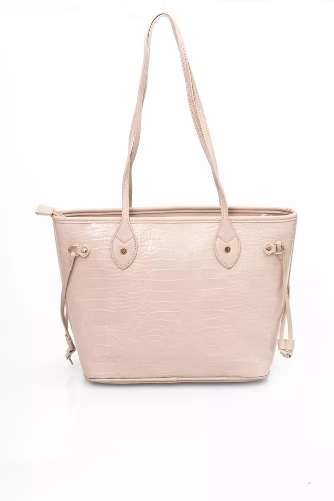 Elegant Pink Shoulder Bag with Golden Accents