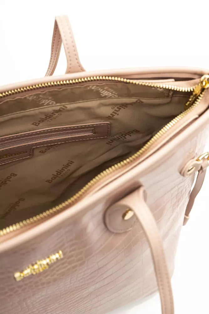 Elegant Pink Shoulder Bag with Golden Accents