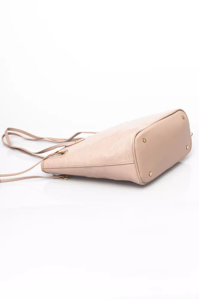 Elegant Pink Shoulder Bag with Golden Accents