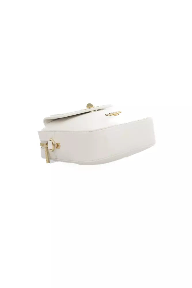 Elegant Golden-Detailed White Shoulder Bag