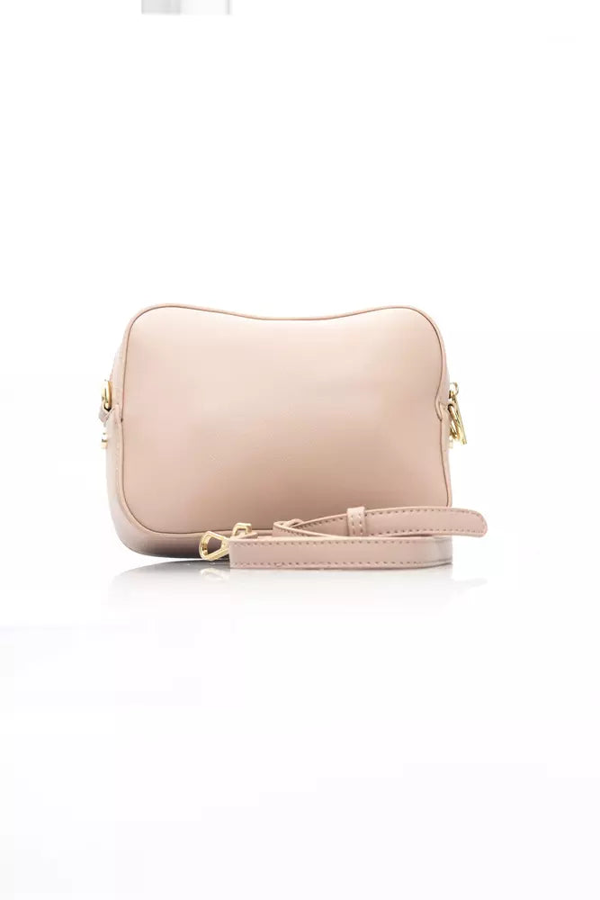 Chic Pink Shoulder Bag with Golden Accents