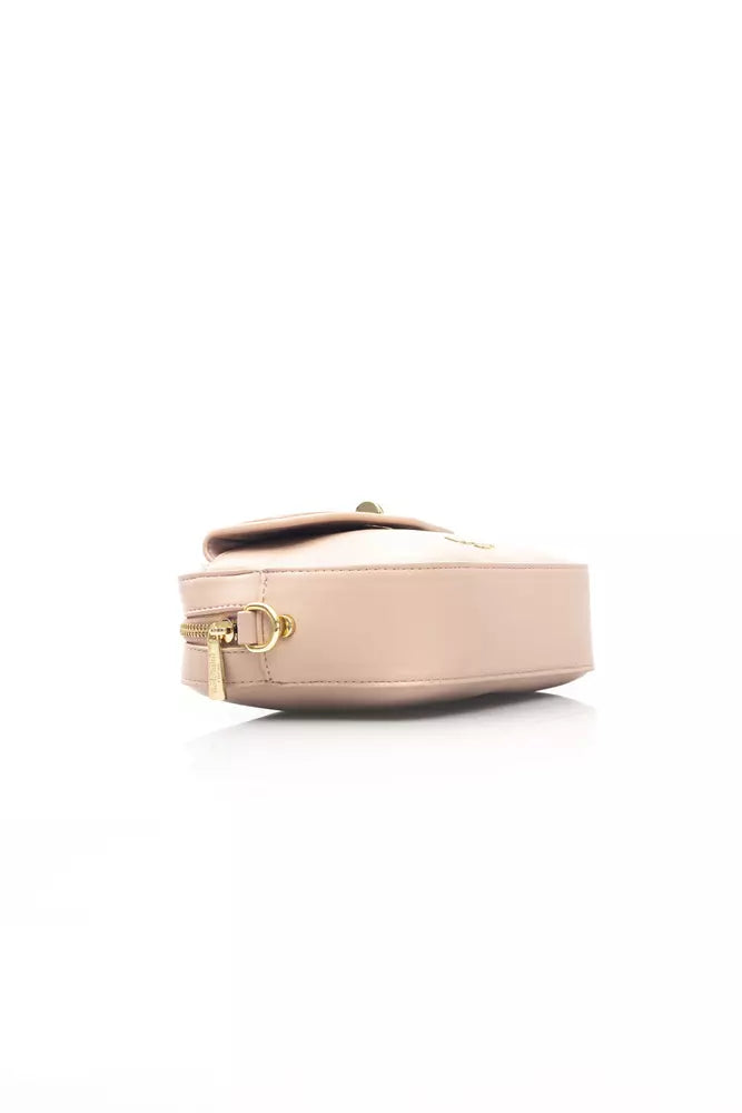 Chic Pink Shoulder Bag with Golden Accents