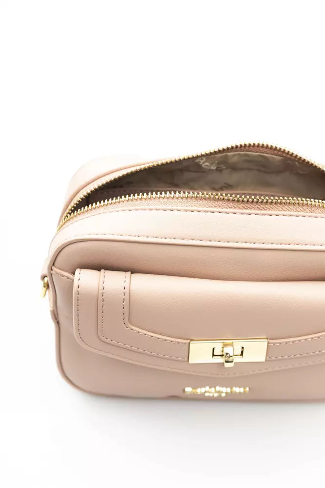 Chic Pink Shoulder Bag with Golden Accents