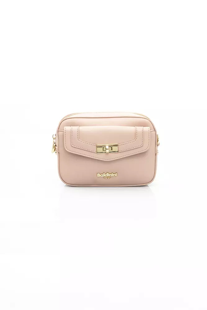 Chic Pink Shoulder Bag with Golden Accents