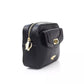 Chic Black Shoulder Bag with Golden Accents