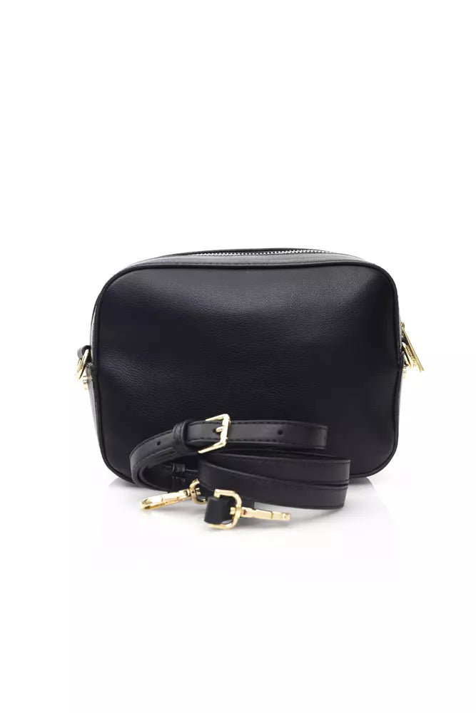 Chic Black Shoulder Bag with Golden Accents