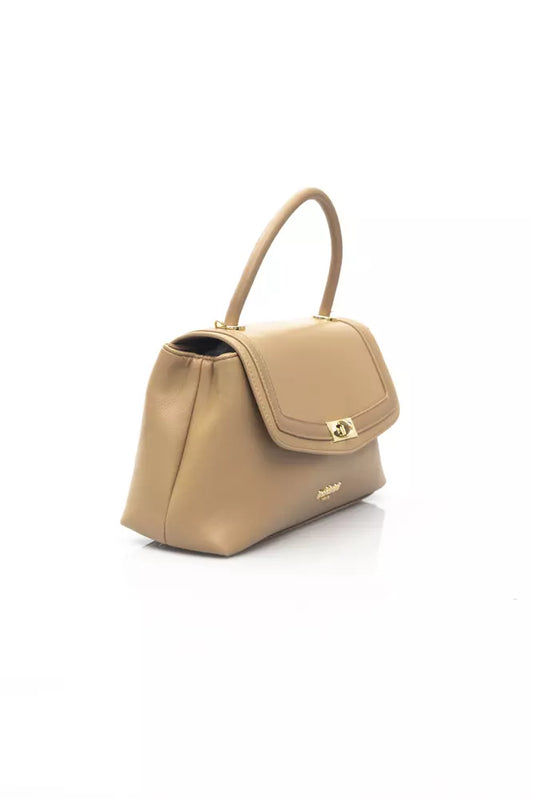 Chic Beige Shoulder Bag with Golden Accents