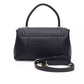 Elegant Black Shoulder Bag with Golden Details