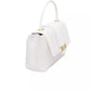 Elegant White Shoulder Flap Bag with Golden Accents