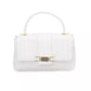 Elegant White Shoulder Flap Bag with Golden Accents