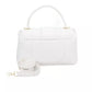 Elegant White Shoulder Flap Bag with Golden Accents
