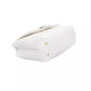 Elegant White Shoulder Flap Bag with Golden Accents