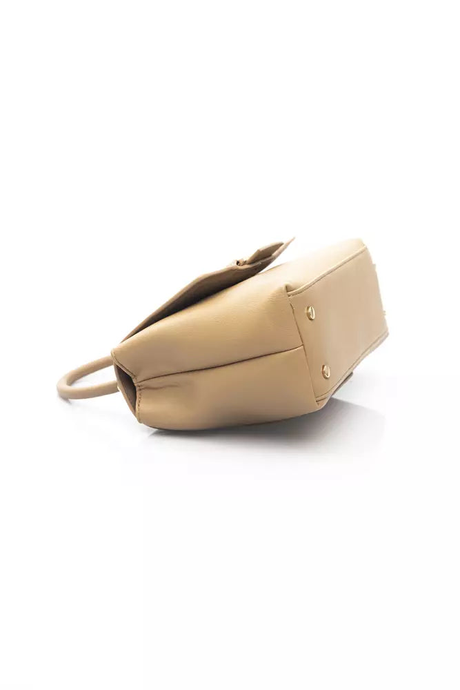 Beige Chic Shoulder Bag with Golden Details