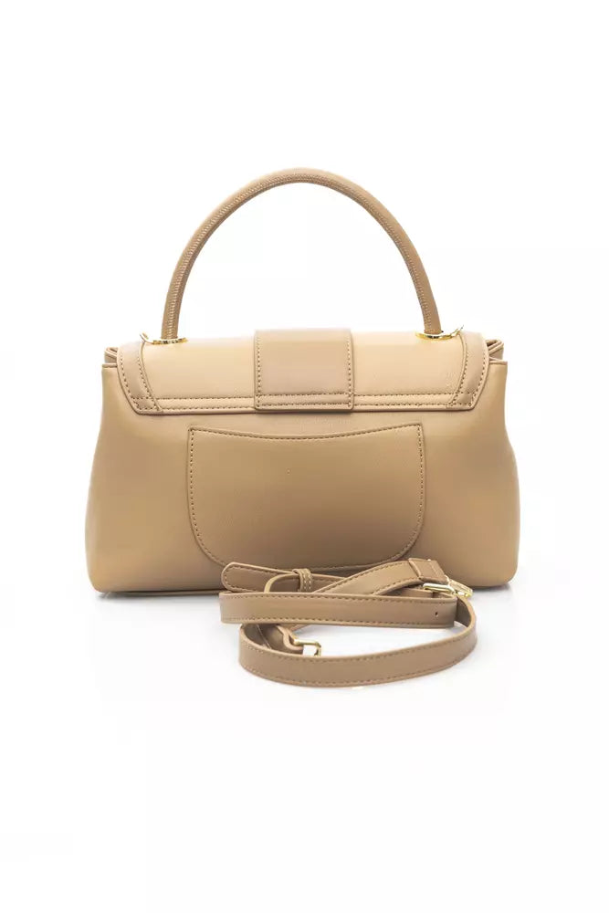 Beige Chic Shoulder Bag with Golden Details