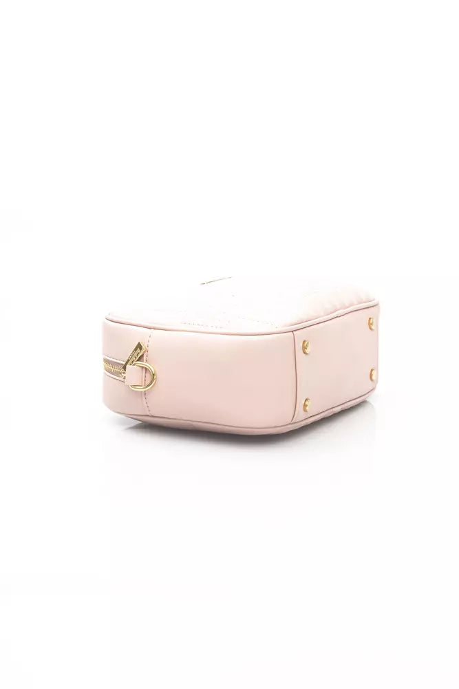 Elegant Pink Shoulder Bag with Golden Accents