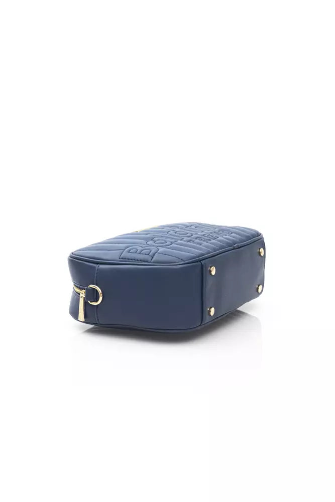 Elegant Blue Shoulder Bag with Golden Accents