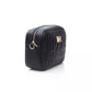 Elegant Black Zip Shoulder Bag with Golden Accents