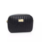 Elegant Black Zip Shoulder Bag with Golden Accents