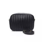 Elegant Black Zip Shoulder Bag with Golden Accents