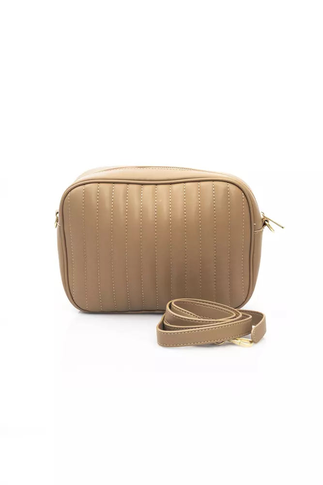 Chic Beige Shoulder Bag with Golden Accents