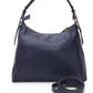 Elegant Blue Shoulder Bag with Golden Detailing