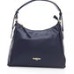 Elegant Blue Shoulder Bag with Golden Detailing