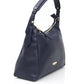Elegant Blue Shoulder Bag with Golden Detailing