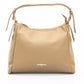 Chic Beige Shoulder Bag with Golden Accents