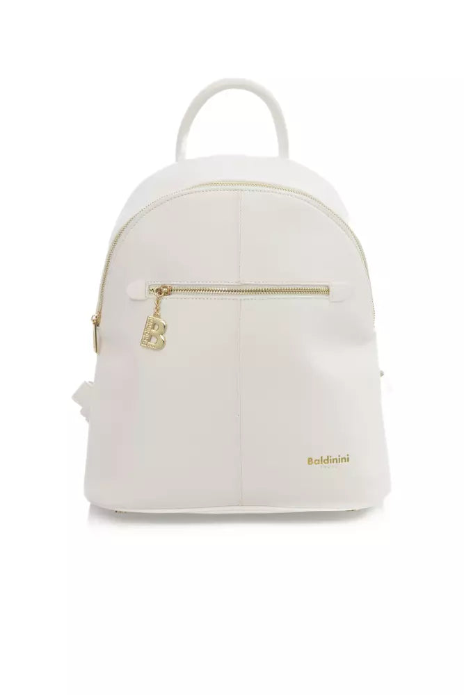 Chic White Backpack with Golden Accents