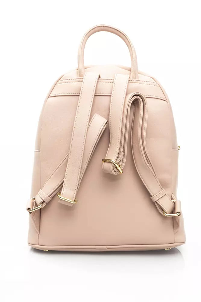 Elegant Golden-Detailed Pink Backpack