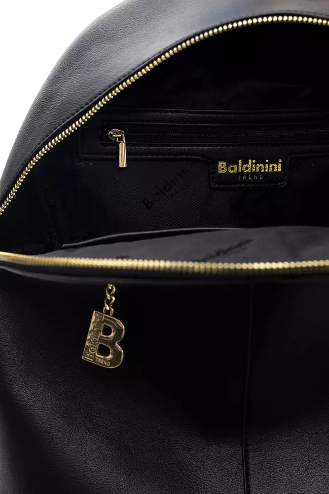 Chic Black Backpack with Golden Accents