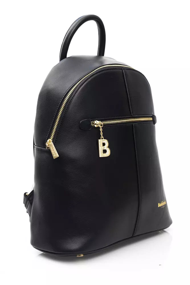 Chic Black Backpack with Golden Accents