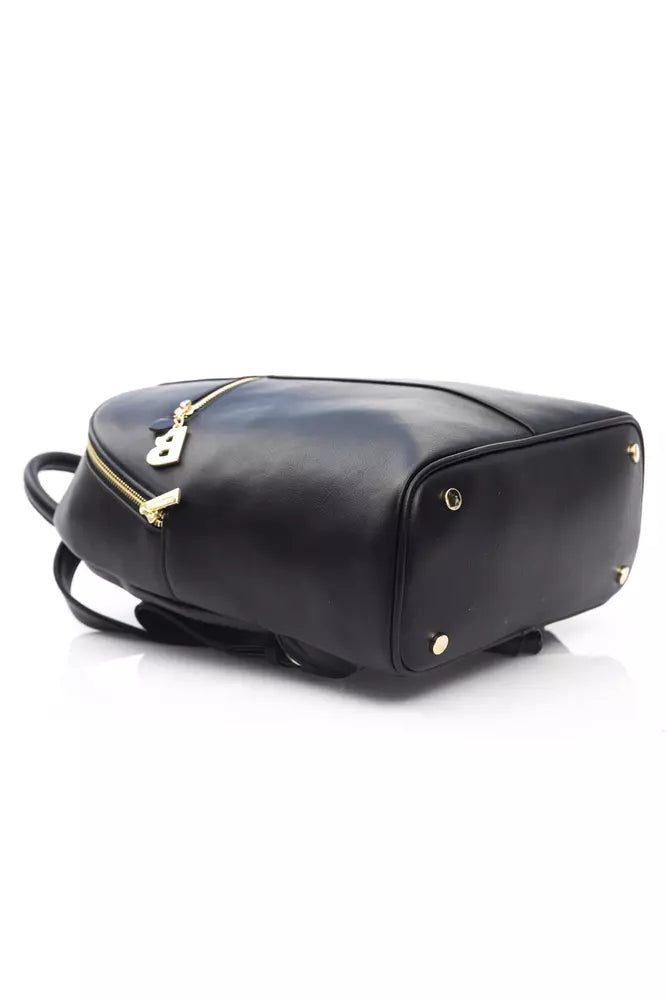 Chic Black Backpack with Golden Accents