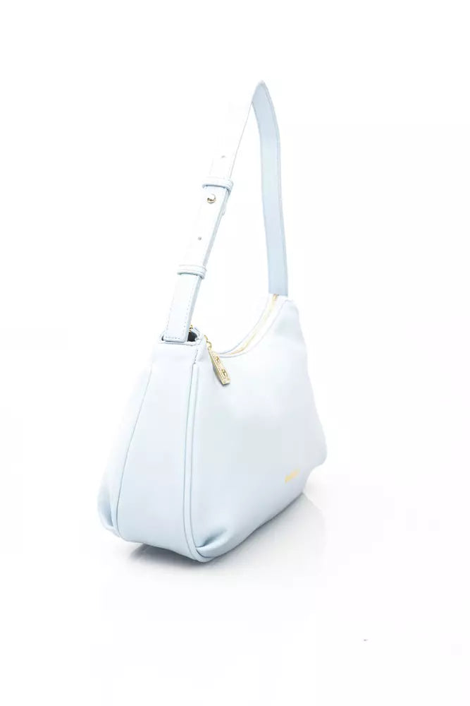 Elegant Light Blue Shoulder Bag with Golden Accents