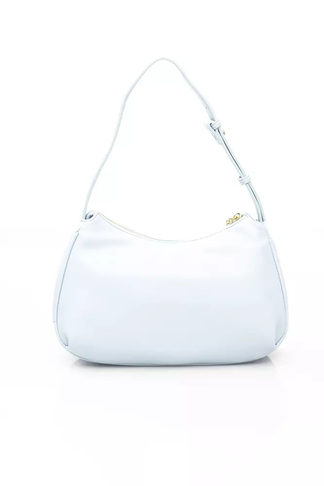 Elegant Light Blue Shoulder Bag with Golden Accents