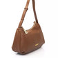Chic Brown Polyethylene Shoulder Bag with Golden Details