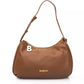 Chic Brown Polyethylene Shoulder Bag with Golden Details