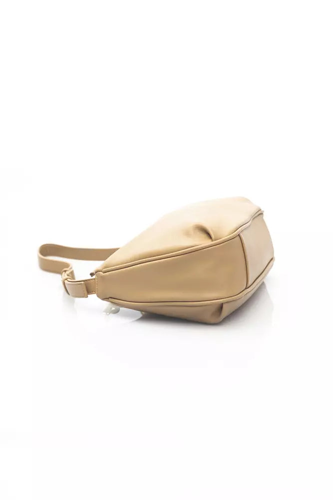 Beige Shoulder Bag with Golden Accents