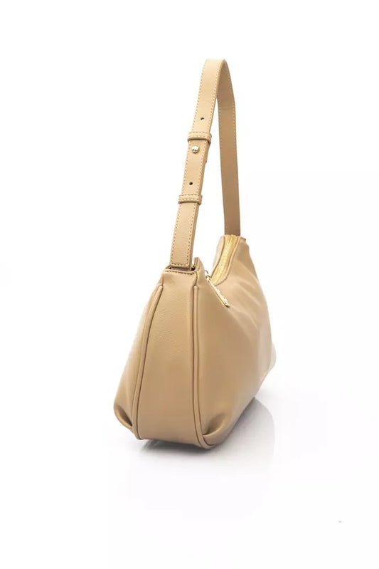 Beige Shoulder Bag with Golden Accents