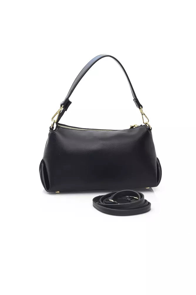 Elegant Black Golden-Detailed Shoulder Bag