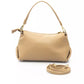 Elegant Beige Shoulder Bag with Golden Accents