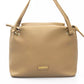 Beige Zip Shoulder Bag with Golden Details