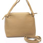 Beige Zip Shoulder Bag with Golden Details