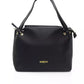 Elegant Black Shoulder Bag with Golden Accents